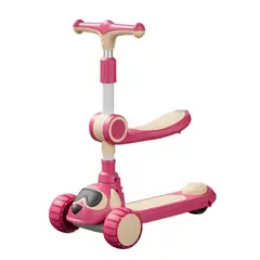 GENERICO - SCOOTER CON ASIENTO CON LUCES NIÑO FUCSIA Y CREMA
