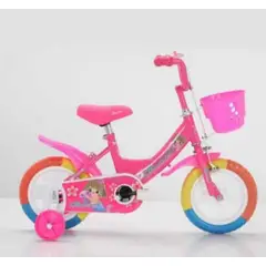 GENERICO - BICICLETA INFANTIL PARA NIÑA CON CANASTILLA ARO 12 PARA 3 AÑOS - FUCSIA