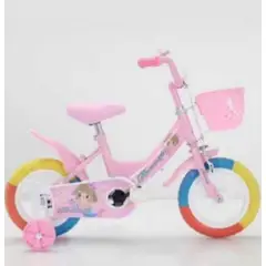 GENERICO - BICICLETA INFANTIL PARA NIÑA CON CANASTILLA ARO 12 PARA 3 AÑOS - ROSADO