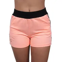APUSKI - Short casual deportivo french terry licrado con franja para dama Melón