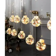 GENERICO - Cortina de luces esfera con figuras de navidad 3mts