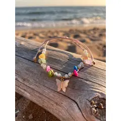 GENERICO - PULSERA MUJER TRENZADA DIJE MARIPOSA