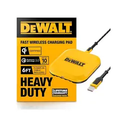 DEWALT - Cargador Inalámbrico Importado de EEUU, Heavy Duty 10 W Para iPhone, Android