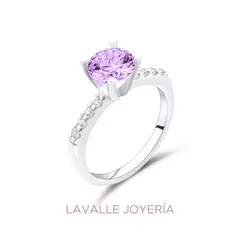 OEM - Anillo Promesa en Plata 950 Color Amatista Lavalle Joyeria