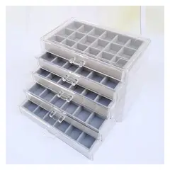 GENERICO - Organizador de terciopelo Acrílico de 5 Niveles con 90 Cuadros para Aretes Anillos Bisutería