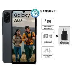 SAMSUNG - Galaxy A07 128GB 4GB Negro + CARGADOR 15W