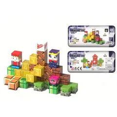 GENERICO - Bloques imantados Minecraft en lata cubos imantados con estuche