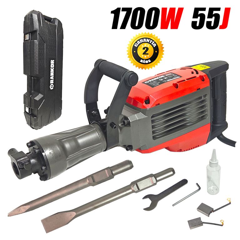Martillo Demoledor Industrial Hexagonal 30mm RDB170001 1700W 55J 147kg