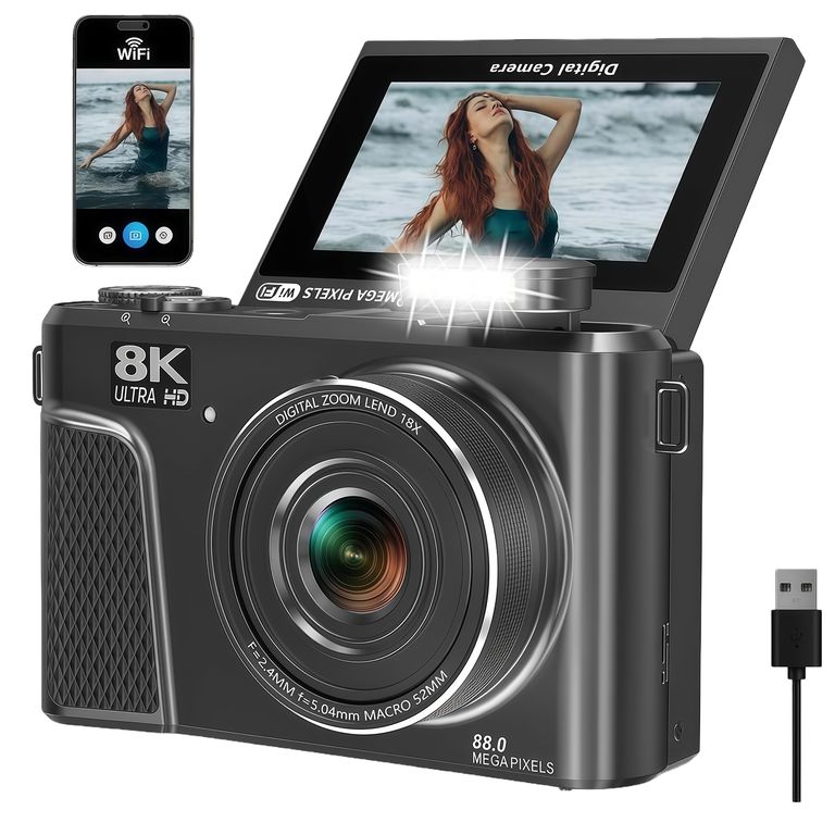 Cámara 8K WD300 88MP WiFi Enfoque Auto ¡Video Profesional en Tus Manos