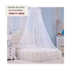 GENERICO - Mosquitero de Tul Antimosquitos Blanco para Cuna y Cama 1½ Plaza con Aro Metálico