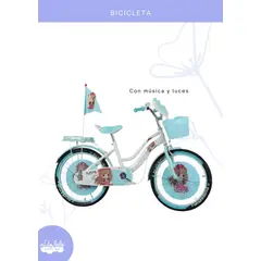 BABY - Bicicleta infantil Musical y con luces para niña - Aro 20 "MODELO MUÑECA" CELESTE