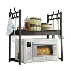 GENERICO - Organizador Base para microondas de metal Negro