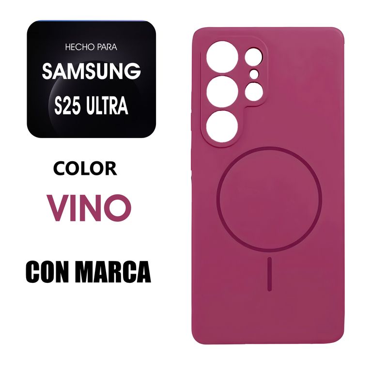 Silicone Case Con MagSafe Para Samsung S25 Ultra Vino Con Marca