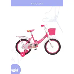 BABY - BICICLETA PARA NIÑA INFANTIL C/ ASIENTO POSTERIOR DOBLE ARO 16 FUCSIA