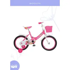 BABY - BICICLETA PARA NIÑA INFANTIL DOBLE ARO 16 FUCSIA