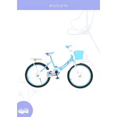 BABY - BICICLETA PARA NIÑA INFANTIL C/ ASIENTO POSTERIOR ARO 20 CELESTE