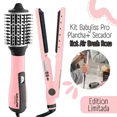 BABYLISS PRO - Combo BabylissPro Plancha Ionica + Cepillo Electrico PINK BLACK