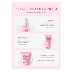 GENERICO - Set Facial Laikou Sakura Crema Hidratante Ojos facial 3 En 1 Serum Skincare