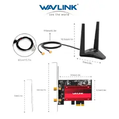 GENERAL - TARJETA WIFI WAVLINK 6E AX3000 PCIE WIFI PARA PC 3000 MBPS PN 009554