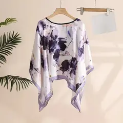 KAST PE - Chal Blusa Elegante Violeta con estampado floral