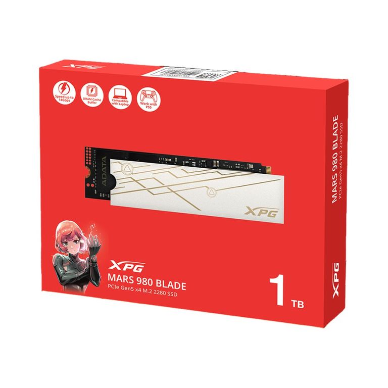 Adata Mars 980 Blade 1Tb Ssd M.2 Pcie Gen5 - Velocidad Ultra Rápida 14,000 Mb/S, Ideal Par