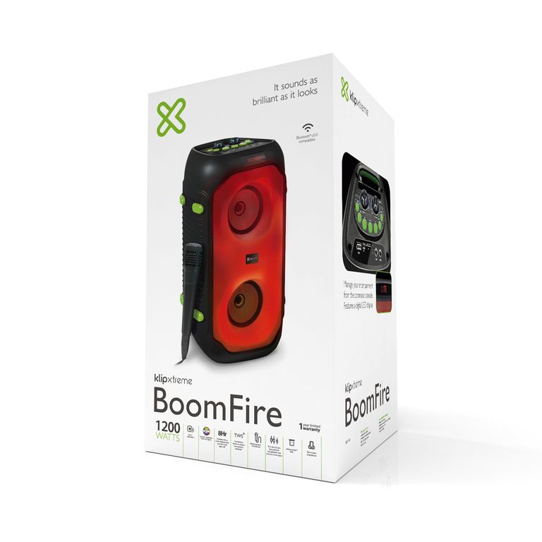 Parlante Kls-100 Boomfire 1200W Con Micrófono, Radio Fm, Usb, Sd Y Bluetooth -