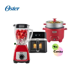 OSTER - TriCombo Licuadora BLSTKAGRRD - Freidora y Olla Arrocera CKSTRC10DFPNK