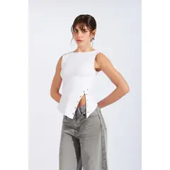 LUVARO - Top Punta Asimétrico Broche