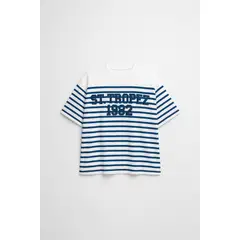 LUVARO - T-Shirt Boxy a Rayas Varsity