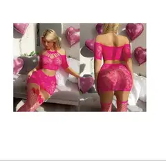 GENERICO - Lenceria rosado de mallas