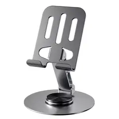 GENERICO - SOPORTE GIRATORIO 360° PARA CELULAR Y TABLET METAL PLATEADO UNIVERSAL