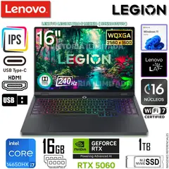 LENOVO - Laptop Gamer Legion Pro 5 16IRX10 Intel® Core™ i7 14650HX 16GB DDR5 1TB SSD NVIDIA RTX5060 16"WQXGA