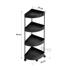 GENERICO - ESQUINERO ORGANIZADOR 4 NIVELES CON RUEDA COLOR NEGRO