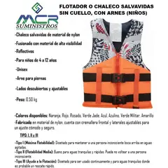 GENERICO - FLOTADOR O CHALECO SALVAVIDAS SIN CUELLO CON ARNES NIÑOS