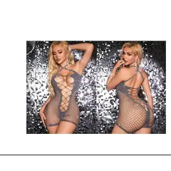 GENERICO - Enterizo gris de mallas