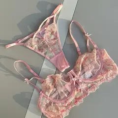 XIRAMA - Set Conjunto Lenceria Encaje 2 piezas - Arella Rosado