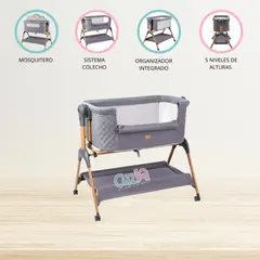 CARESTINO - Cuna colecho para Bebé «MURCIA» Gris Lobo