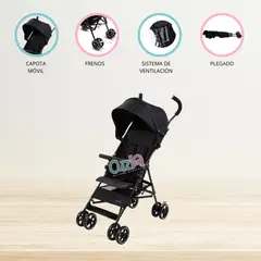 CARESTINO - Coche Bastón para Bebés «FLY V2» Black