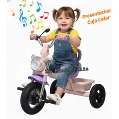 BEBE - Triciclo para Niños Musical Llanta de Jebe Rosa Pastel