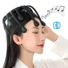 PERUMASSAGE - Masajeador de Cabeza 360° con Música Relajante, Bluetooth y 16 Dedos – 5 Modos de Vibración
