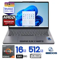 LENOVO - Laptop ,IDEAPAD SLIM 3 14ARP10, AMD RYZEN 7 7735HS , Ram 16GB, SSD 512GB. 14"WUXGA