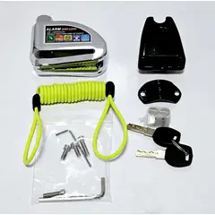 GENERICO - SEGURO DE DISCO CON ALARMA CON CABLE RECORDATORIO Y SOPORTE