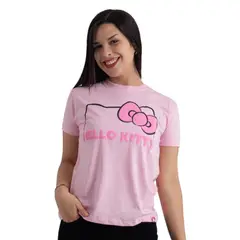 HELLO KITTY - POLO BASICO MUJER ROSADO ALGODÓN