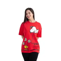 SNOOPY - POLO OVERSIZE MC MUJER ROJO ALGODÓN