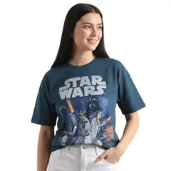 STAR WARS - POLO OVERSIZE MUJER COBALTO ALGODÓN