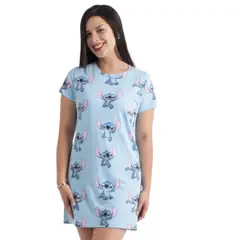 LILO & STITCH - PIJAMA LILO Y STITCH MUJER CELESTE ALGODÓN