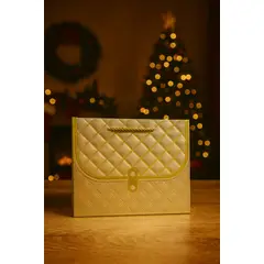 GENERICO - Bolsa de Regalo Navideña Dorada L 30x39x11cm