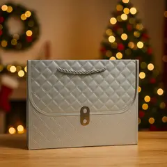 GENERICO - Bolsa de Regalo Navideña Plateada L 30x39x11cm