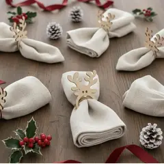 GENERICO - Aro servilletero Reno Navideño Triplay 4mm 6 unidades