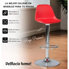 GENERICO - SILLA BANCO BAR TABURETE GIRATORIO REGULABLE CON RESPALDO Y REPOSAPIÉS COCINA Y SALA ROJO